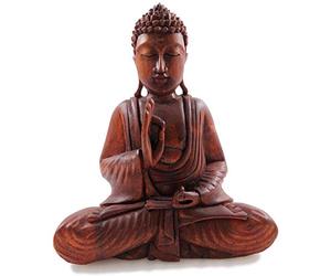Artisanal Statuette Bouddha Assis en Bois sculpté 20cm - Décoration Zen