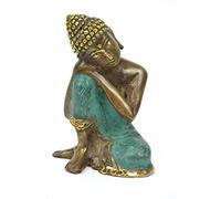 Artisanal Statuette Bouddha penseur en Laiton Style Antique 10cm