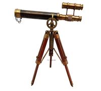 Artisanat americain 1915 Double Barel Victorian London Telescope Collectible D? Cor Nautical Spyglass Antique monte en laiton solide 14 pouces su