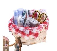 Artisanat de couture miniature, panier de couture de miniature - Panier de filetage de simulation Favors Fournitures - Accessoires d'artisanat décoratif Ensemble de tricotage mignon pour les familles,