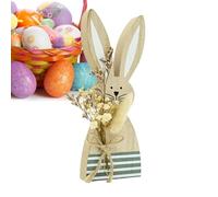 Artisanat de lapin de Pâques - Signe de lapin de printemps rustique avec bouquet, signe de bloc de lapin en bois | Mobilier de pièce maîtresse faits à la main, artisanat en bois rustique pour