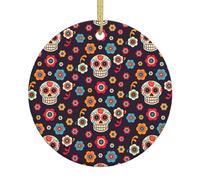 Artisanat en céramique double face, décorations de sapin de Noël, décoration de Noël pour les vacances, crâne mexicain