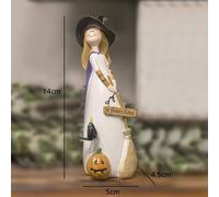 Artisanat en résine de décoration de sorcière d'Halloween,chapeau de sorcière,chat,fantôme,corbeau et Aliments,figurine d'Auckland pour les vacances et les ornements de fête #A