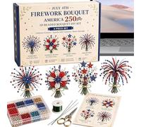 Artisanat patriotique | Ensemble de fleurs en perles artisanales collection rouge bleu, kit de perles artisanales patriotiques, pour les amoureux, le jour de l'indépendance, les familles, les femmes