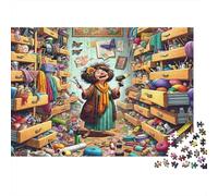 Artisane en Chaos Puzzle de 1000 Pièces Adultes Femme dans Pièce d'Artisanat Encombrée Premium Robuste Vibrant Stimulant Anti-Stress Cadeau 38x26cm/1000pcs