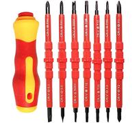 ArtisanShow Ensemble de tournevis isolés multifonctions 8 en 1, 500 V avec pointe CRV, embouts magnétiques à double tête amovible, tournevis Torx hexagonaux fendus pour réparation ménagère, outils à