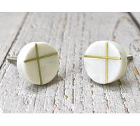 ARTISNO Boutons ronds en laiton marbré - Lot de 6 boutons de dressage décoratifs en pierre blanche | Matériel de meubles en pierre naturelle moderne vintage pour armoire de cuisine, armoire de cuvette