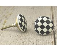 ARTISNO Ceramic Black and White Knobs Kitchen Cabinet Drawers Hardware Handmade Handles For Cabinet Drawers or Cupboards. Set of 10 (Design 13)