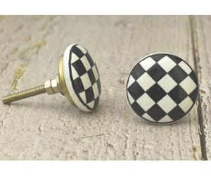 ARTISNO Ceramic Black and White Knobs Kitchen Cabinet Drawers Hardware Handmade Handles For Cabinet Drawers or Cupboards. Set of 10 (Design 13)