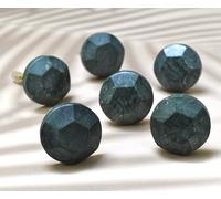 ARTISNO Lot de 6 boutons ronds en marbre vert - Bouton de placard moderne - Quincaillerie décorative - Quincaillerie pour meubles, poignées d'armoire, tirette de commode