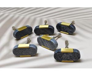 ARTISNO Oval Stone Brass Knob | Pull Handle | Drawer Knob | Furniture Knob | Cabinet Knob | Gold | Natural Stone | Brass Handle (oval_grey), set- 6