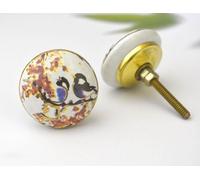ARTISNO Printed Ceramic Knobs - Set of 10 Bird Print Ceramic Knobs for Kitchen Cabinet Drawer | Decorative Cupboard Door & Wardrobe Drawer Pulls Furniture Hardware Handle