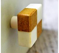 ARTISNO White Rectangular Marble Knob, Modern Cabinet Knob, Decorative Hardware, Furniture Hardware, Cabinet Handles, Dresser Pulls, Set-6