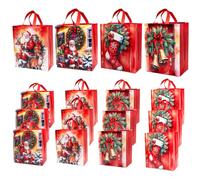 Artisoul 16 Pcs Grands Sacs Cadeaux de Noël 26.5×29×11.5 cm, Sacs Cadeaux avec Poignées en Non-Tissé, Réutilisables & Lavables, Idéal pour Emballage Cadeaux, Shopping et Vente au Détail