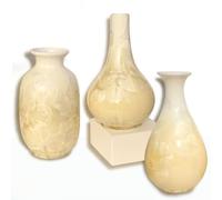Artisoul® 3 Petit Ceramique Vase Ensemble, Vase à Fleur Aesthetic Design pour Pampas Fleurs Séchées Table Étagère Rustique Appartement Maison Décoration(Jaune)