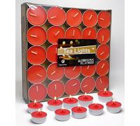 Artisoul® 50 Pièces Bougies Rouge 4,5 Heures de Combustion Mini Bougie Chauffe Plat Sans Odeur et Sans Fumée Sans Pollution Petite Bougie pour Spa Relaxant Mariage Party Table de Réception Décoration
