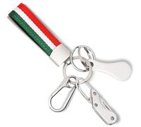 Artisoul Porte Clef avec Drapeau Italien Tricolore Bracelet, Mousqueton, Jeton de Caddie, Mini Couteau Poche | Porte-clés Pratique pour Voiture, Moto, Voyages, Courses et Activités Outdoor