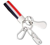 Artisoul Porte Clef Multifonction France - Drapeau Français, Mousqueton en Métal, Jeton de Caddie, Mini Couteau, Bracelet Oxford et Cuir PU, Durable, pour Voiture, Moto, Voyages et Courses