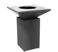 ARTISS Brasero 74 x 74 x 95 cm en acier Corten et acier inoxydable avec grille de cuisson plancha et bac à cendres - Cheminée d'extérieur en graphite pour jardin, terrasse et barbecue