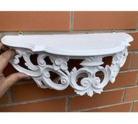 artissimo Console murale baroque antique / console miroir / étagère murale 40 x 17 x 17 cm étagère banc à fleurs blanc mat
