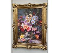 Artissimo Nature morte de fleurs Tableau encadré Image florale 90x70 Été Fleurs dans Vase Image avec cadre Roses Fleurs Colorées Paysage Peinture encadrée Peinture murale