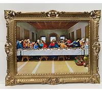 artissimo Nouveau La Dernière Cène de Léonard Da Vinci Jésus Peinture Jésus-Christ Jésus Tableau mural 90 x 70 cm Tableau de saints Tableau de salon Peintures encadrées Antique Tableau mural