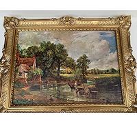 artissimo Paysages Ferme Carrosse Peinture Maison sur la rivière Carrosse Italie Baroque Cadre Photo Village en Italie Chambre à coucher et tableaux muraux Salon - Décoration murale pour toutes les