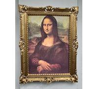artissimo Tableau mural avec cadre doré Portrait Mona Lisa Leonardo Da Vinci La Gioconda 90 x 70 cm Impression d'art dans cadre baroque Renaissance