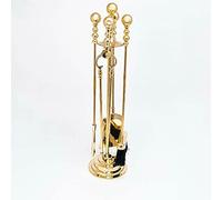 artissimo Ustensile de poêle 5 pièces en laiton massif doré - Hauteur : 73 cm - Accessoire de cheminée - Style antique - Baroque - Art nouveau - 80350B