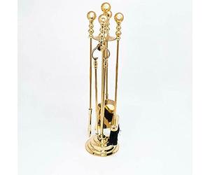 artissimo Ustensile de poêle 5 pièces en laiton massif doré - Hauteur : 73 cm - Accessoire de cheminée - Style antique - Baroque - Art nouveau - 80350B