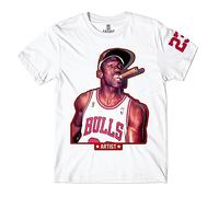 ARTIST MARKET T-shirt ras du cou 100 % coton Air Basket Chicago 23 Cigar Limited Edition, Blanc, XXL