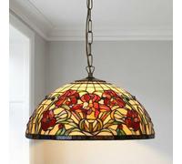 Artistar Luminaire suspension Tiffany ELINE, dimmable, multicolore, Salon / Salle à manger, Verre, Tiffany, Suspension