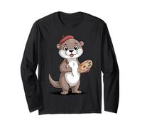 Artiste Loutre Mignon Peintre Animal Art pour Les Esprits créatifs Manche Longue