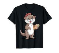 Artiste Loutre Mignon Peintre Animal Art pour Les Esprits créatifs T-Shirt