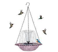 Artistic Bird Bath Bowl, Sunlight Capturing Decorative Fountain, Outdoor Food Feeder for Hummingbird Parrot Parakeet, Patio Balcony Courtyard Garden Ornament, Fence Mounted Backyard Accessory