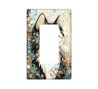 Artistic Cat Plaque de protection pour interrupteur Motif félin noir et vert pour accents muraux, plaques murales thermoplastique, taille standard simple à bascule