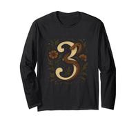 Artistic Chiffre 3 Floral Serpent Trois Symbole Mystique Nature Manche Longue