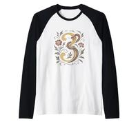 Artistic Chiffre 3 Floral Serpent Trois Symbole Mystique Nature Manche Raglan