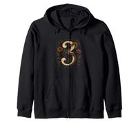 Artistic Chiffre 3 Floral Serpent Trois Symbole Mystique Nature Sweat à Capuche