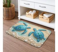 Artistic Coastal Tapis de bain à séchage rapide, absorbant, antidérapant, lavable, motif tortue bleue, 40,6 x 61 cm