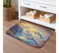 Artistic Dolphins Tapis de bain à séchage rapide, absorbant, antidérapant, lavable en mousse à mémoire de forme, pour salle de bain, toilettes, toilettes, décoration 50,8 x 81,3 cm