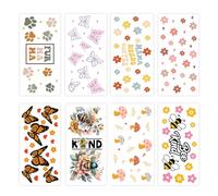 Artistic DTF Lot de 8 autocollants de transfert compatibles avec les tasses en verre de 473,6 g personnalisables pour la maison, les cuisines, les verreries, les décorations, les tasses en verre