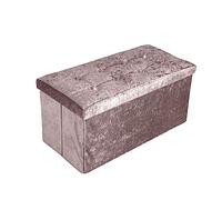 Artistic Fashionista Limited Coffre de rangement ottoman pliable en velours écrasé - Repose-pieds - Tabouret de rangement pour jouets, banc, couverture, lin - Taille L - 76 x 38 cm, rose pâle