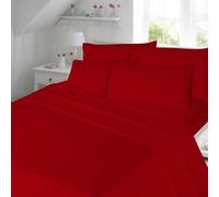 Artistic Fashionista Limited Drap plat en flanelle 100 % coton brossé uni - Taille simple, double, king, super king (simple, rouge)
