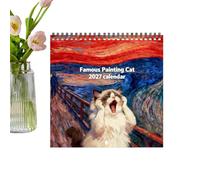 Artistic Feline Monthly Planner, Classical Masterpiece Cat Wall Calendar, L | Famous Painting Cat Calendar 2027, Famous Painting Cat Wall Planner, January to December 2027 Calendar, Home Apartment, Livin