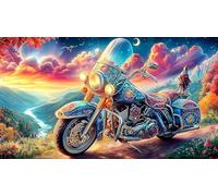 Artistic-Motorcycle-with-Ink-Wash-Background Papier recyclé Puzzle pour Adultes 1000 pièces Jeu Familial Amusant & Stimulant Jeux éducatifs pour Adultes et Enfants de 12 Ans et Plus 38x52/1000 pièces
