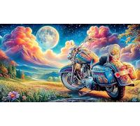 Artistic-Motorcycle-with-Ink-Wash-Background Puzzle 1000 pièces Papier recyclé Extremement Difficile Jeu Stimulant pour Femmes et Hommes à des Fins de Relaxation 38x52/1000 pièces