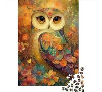 Artistic Owl Painting Challenging & Brainteasing Puzzle Colorful Owl with Big Eyes for Adults & Kids Age 12 Years Up 38x26cm 1000pcs