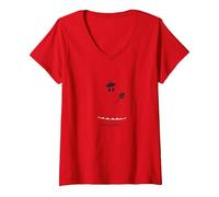 Artistic Phantom : béret Portant Un Spectre avec Palette T-Shirt avec Col en V, Femme, Rouge, XL