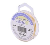 Artistic Wire Fil de cuivre plaqué Argent résistant au ternissement, Couleur Or, Calibre 20, 7,6 m